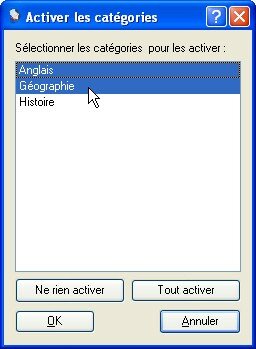 Activer certaines catégories de carte mémoire